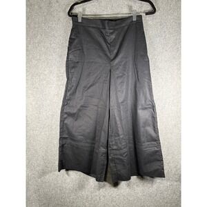 Banana Republic Black Linen Blend Wide Leg Crop Pants Size S Stretch Minimalist